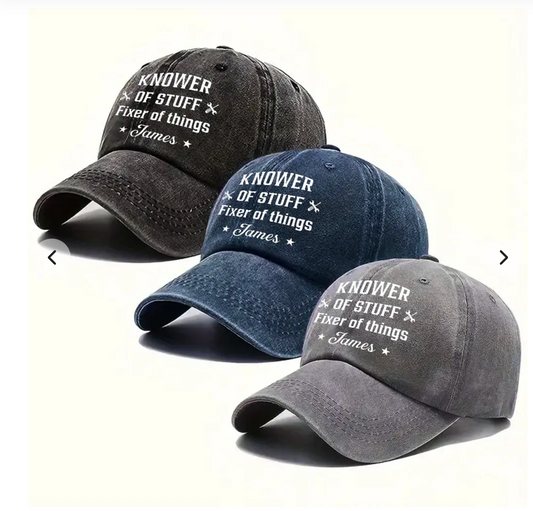 Fixer And Knower - Personalized Custom Vintage Washed Denim Cap